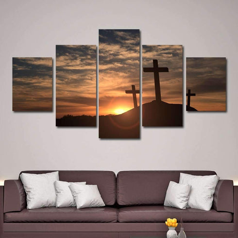 Mount Calvary Sunrise & Sunset - Christian Canvas Wall Art