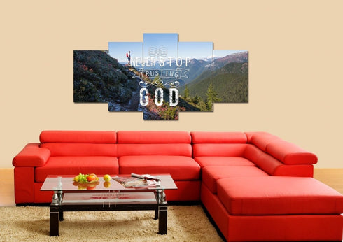 Never Stop Trusting God Canvas Wall Art Print - Christian Walls