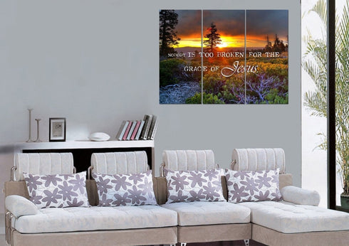 Nobody is Too Broken for the Grace of Jesus Wall Art Canvas Print