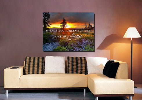 Nobody is Too Broken for the Grace of Jesus Wall Art Canvas Print