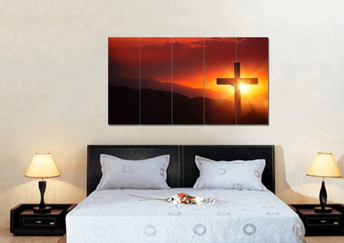 Orange Sunset on Cross #3 Canvas