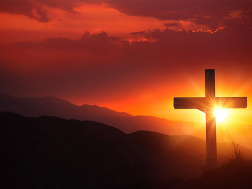 Orange Sunset on Cross #3 Canvas