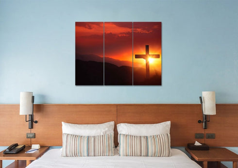 Orange Sunset on Cross #3 Canvas