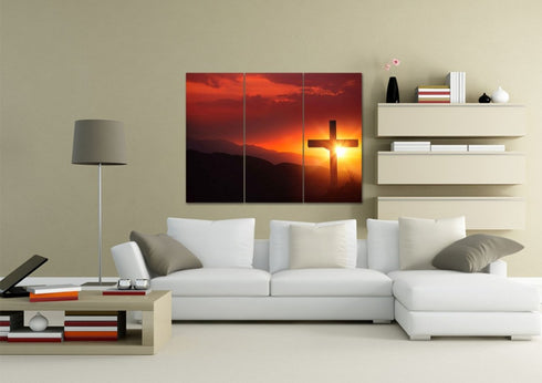 Orange Sunset on Cross #3 Canvas