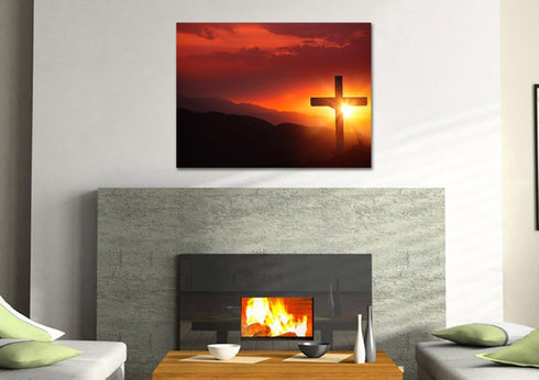 Orange Sunset on Cross #3 Canvas