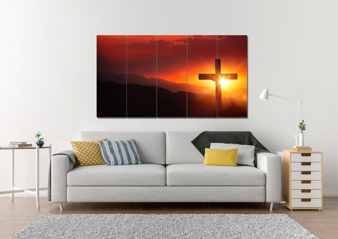 Orange Sunset on Cross #3 Canvas
