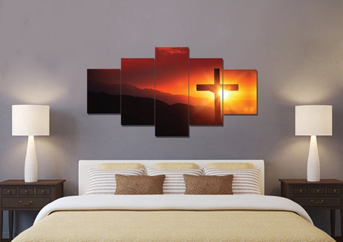 Orange Sunset on Cross #3 Canvas