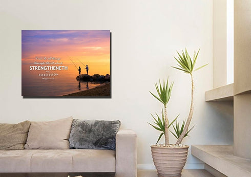 Philippians 4:13 KJV #1 Bible Verse Canvas Wall Art