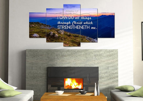 Philippians 4:13 KJV #3 Bible Verse Canvas Wall Art