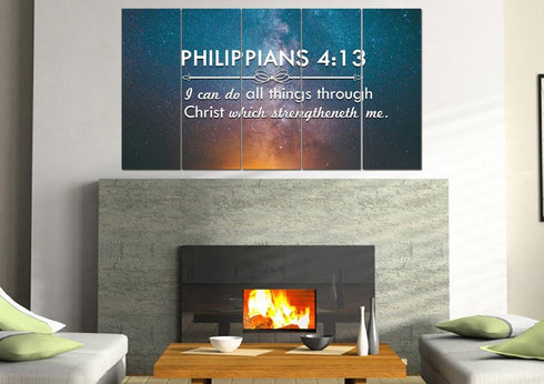 Philippians 4:13 KJV #4 Bible Verse Canvas Wall Art