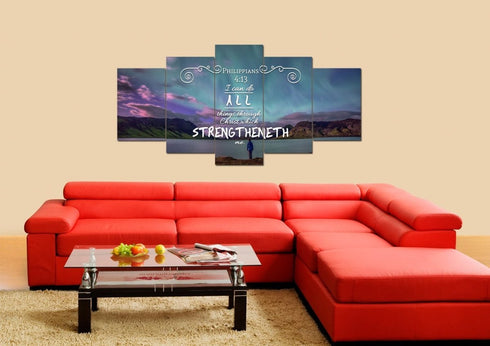 Philippians 4:13 KJV #6 Bible Verse Canvas Wall Art