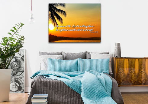 Proverbs 18:10 KJV Canvas Wall Art Print - Christian Walls