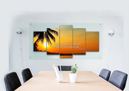 Proverbs 18:10 NIV Canvas Wall Art Print - Christian Walls