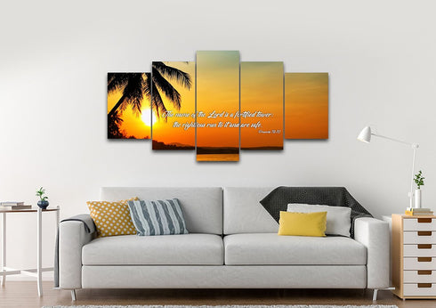 Proverbs 18:10 NIV Canvas Wall Art Print - Christian Walls