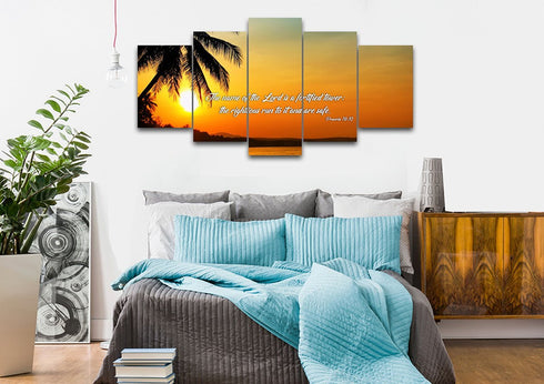 Proverbs 18:10 NIV Canvas Wall Art Print - Christian Walls