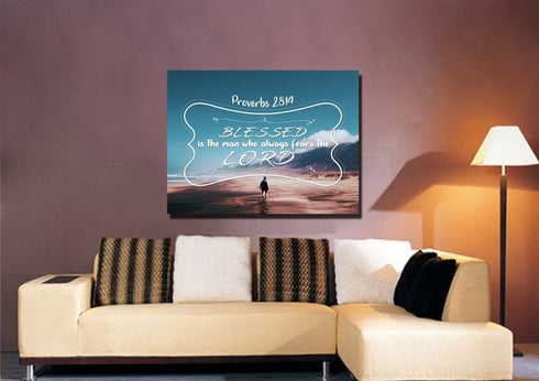 Proverbs 28:14 Canvas Wall Art Print