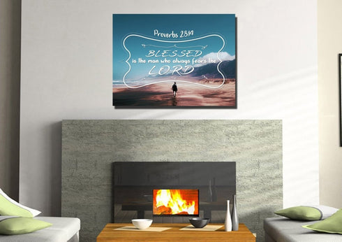 Proverbs 28:14 Canvas Wall Art Print