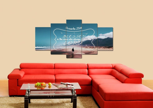 Proverbs 28:14 Canvas Wall Art Print