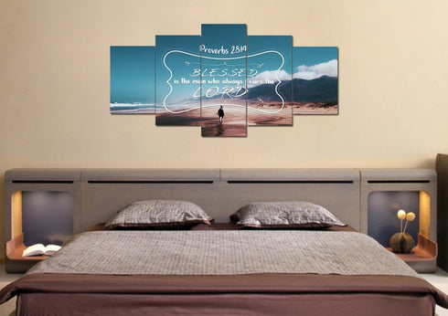 Proverbs 28:14 Canvas Wall Art Print