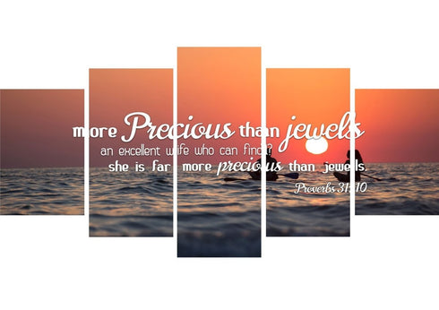 Proverbs 31:10 She is More Precious than Jewels Canvas Wall Art Print