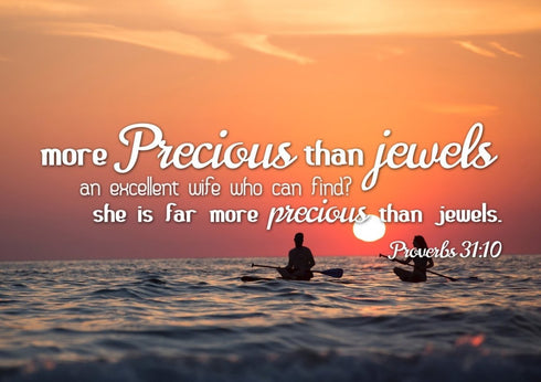 Proverbs 31:10 She is More Precious than Jewels Canvas Wall Art Print