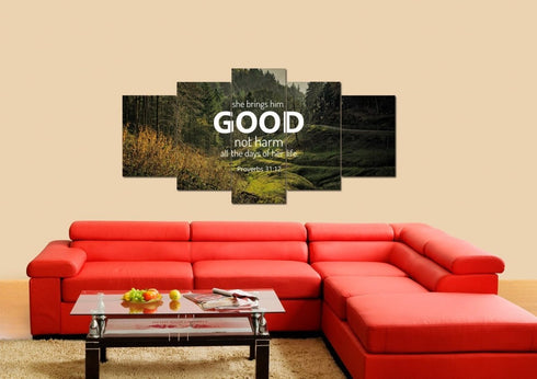 Proverbs 31:12 'She Brings him Good' Canvas Wall Art Print