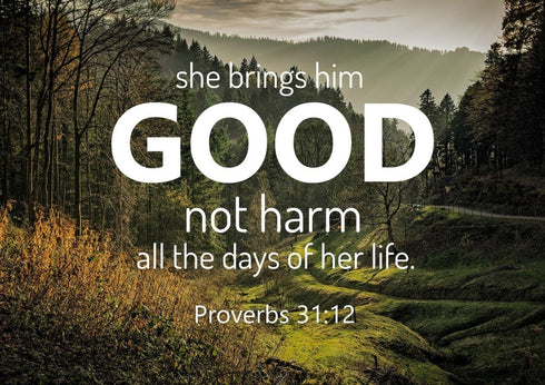 Proverbs 31:12 'She Brings him Good' Canvas Wall Art Print