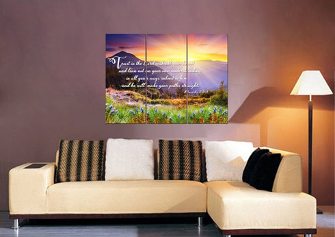 Proverbs 3:5-6 #1 NIV Trust in the Lord Christian Scripture Wall Art Canvas
