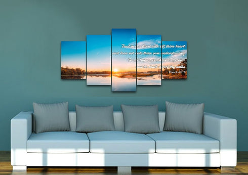 Proverbs 3:5-6 #10 KJV 'Trust in the Lord' Christian Scripture Wall Art Canvas