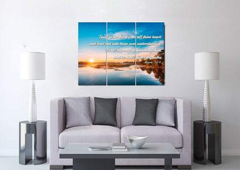 Proverbs 3:5-6 #10 KJV 'Trust in the Lord' Christian Scripture Wall Art Canvas