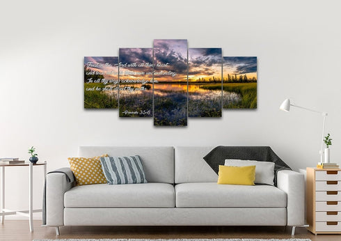 Proverbs 3:5-6 #12 KJV 'Trust in the Lord' Christian Scripture Wall Art Canvas