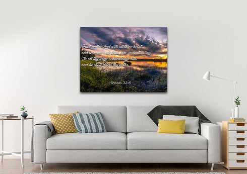 Proverbs 3:5-6 #12 KJV 'Trust in the Lord' Christian Scripture Wall Art Canvas