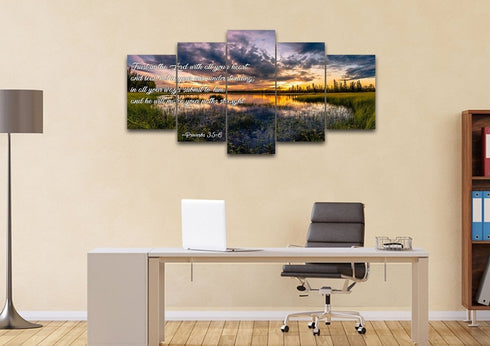 Proverbs 3:5-6 #12 NIV Trust in the Lord Bible Verse Canvas Wall Art