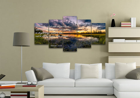 Proverbs 3:5-6 #12 NIV Trust in the Lord Bible Verse Canvas Wall Art