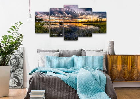 Proverbs 3:5-6 #12 NIV Trust in the Lord Bible Verse Canvas Wall Art