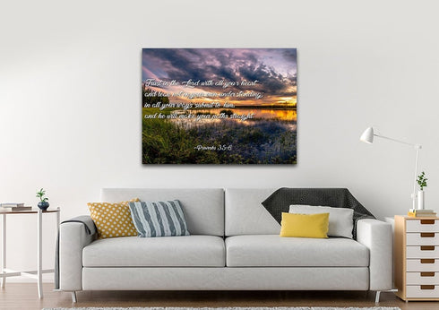 Proverbs 3:5-6 #12 NIV Trust in the Lord Bible Verse Canvas Wall Art