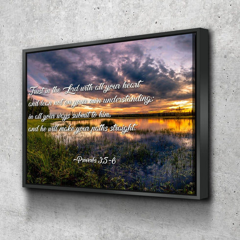 Proverbs 3:5-6 #12 NIV Trust in the Lord Bible Verse Canvas Wall Art