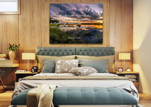 Proverbs 3:5-6 #12 NIV Trust in the Lord Bible Verse Canvas Wall Art