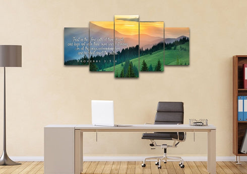 Proverbs 3:5-6 #13 KJV 'Trust in the Lord' Christian Scripture Wall Art Canvas
