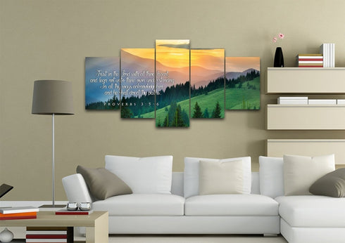 Proverbs 3:5-6 #13 KJV 'Trust in the Lord' Christian Scripture Wall Art Canvas