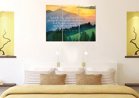 Proverbs 3:5-6 #13 KJV 'Trust in the Lord' Christian Scripture Wall Art Canvas