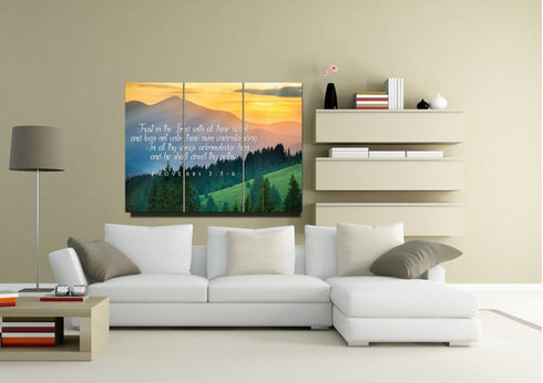 Proverbs 3:5-6 #13 KJV 'Trust in the Lord' Christian Scripture Wall Art Canvas