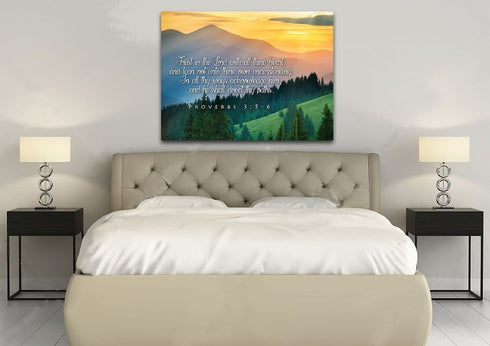 Proverbs 3:5-6 #13 KJV 'Trust in the Lord' Christian Scripture Wall Art Canvas