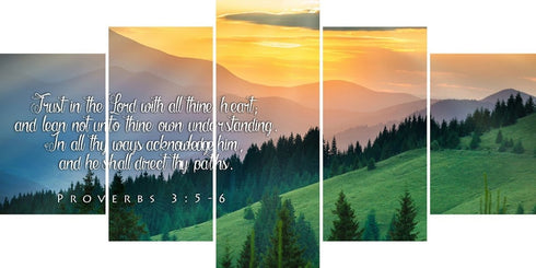 Proverbs 3:5-6 #13 KJV 'Trust in the Lord' Christian Scripture Wall Art Canvas