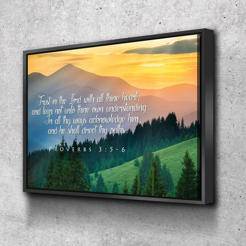 Proverbs 3:5-6 #13 KJV 'Trust in the Lord' Christian Scripture Wall Art Canvas