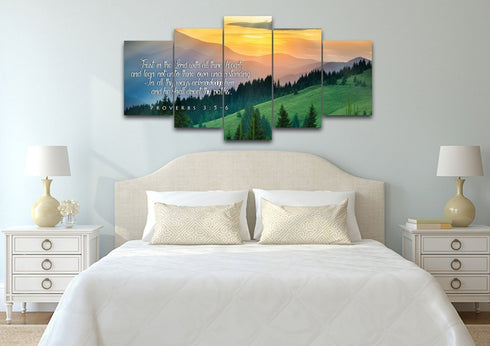 Proverbs 3:5-6 #13 KJV 'Trust in the Lord' Christian Scripture Wall Art Canvas