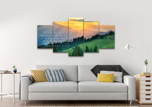 Proverbs 3:5-6 #13 NIV Trust in the Lord Bible Verse Canvas Wall Art