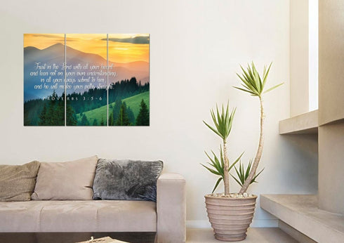 Proverbs 3:5-6 #13 NIV Trust in the Lord Bible Verse Canvas Wall Art