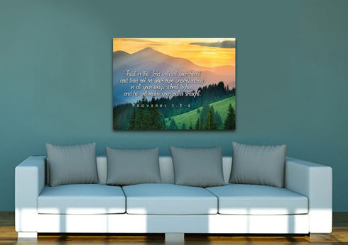 Proverbs 3:5-6 #13 NIV Trust in the Lord Bible Verse Canvas Wall Art