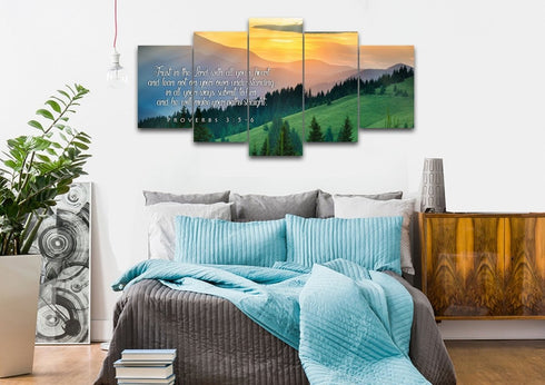 Proverbs 3:5-6 #13 NIV Trust in the Lord Bible Verse Canvas Wall Art